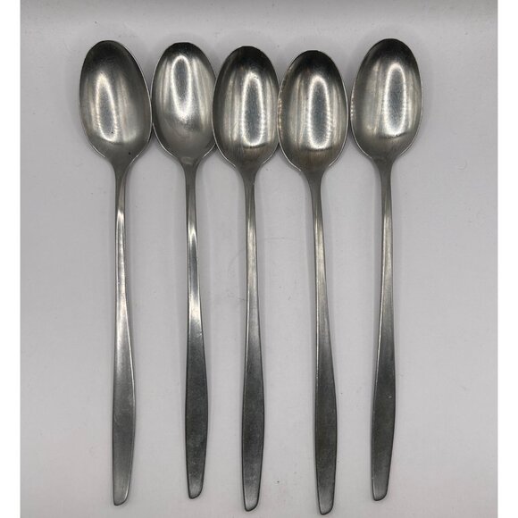 Set Of 5 Imperial Intl Stainless Steel Glossy iced tea Spoons flatware - Picture 2 of 4